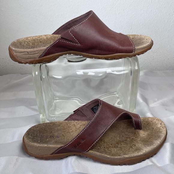 LL Bean Sandals Leather Women's Sz 8 Brown Slip On Casual Comfort RN 71341 - Picture 1 of 8